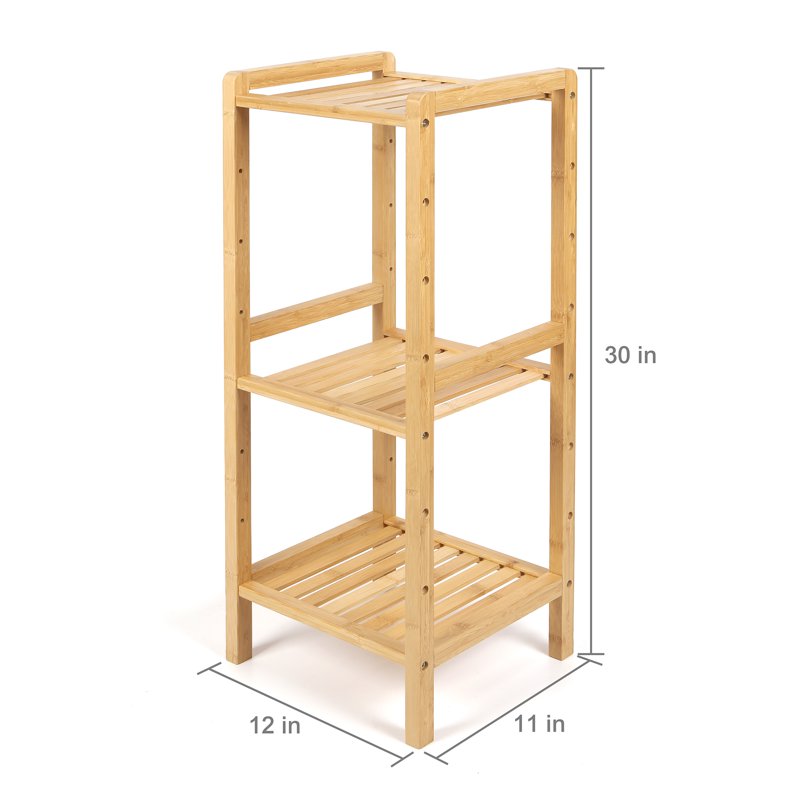 3-Tier Bamboo Freestanding Bathroom Shelf - Space-Saving Storage, 30 in