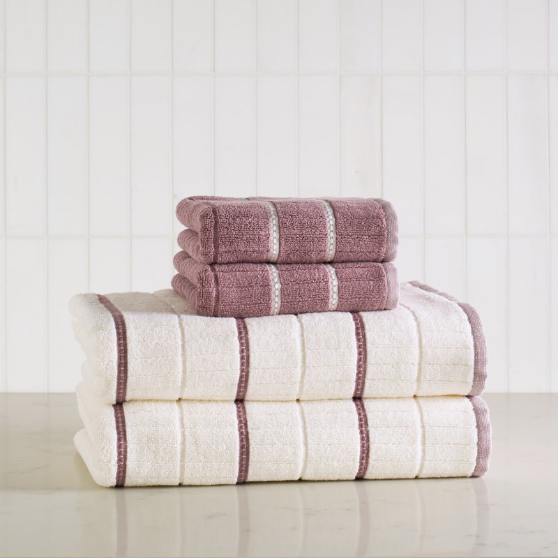 Better Homes & Gardens 4-Piece Textured Cotton Bath Towel Set - Violet Gem