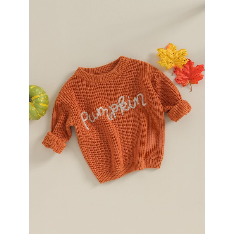 Toddler Baby Girl Boy Knit Sweater - Style 1, 6-9 Months, Long Sleeve Embroidered Pullover for Autumn Winter