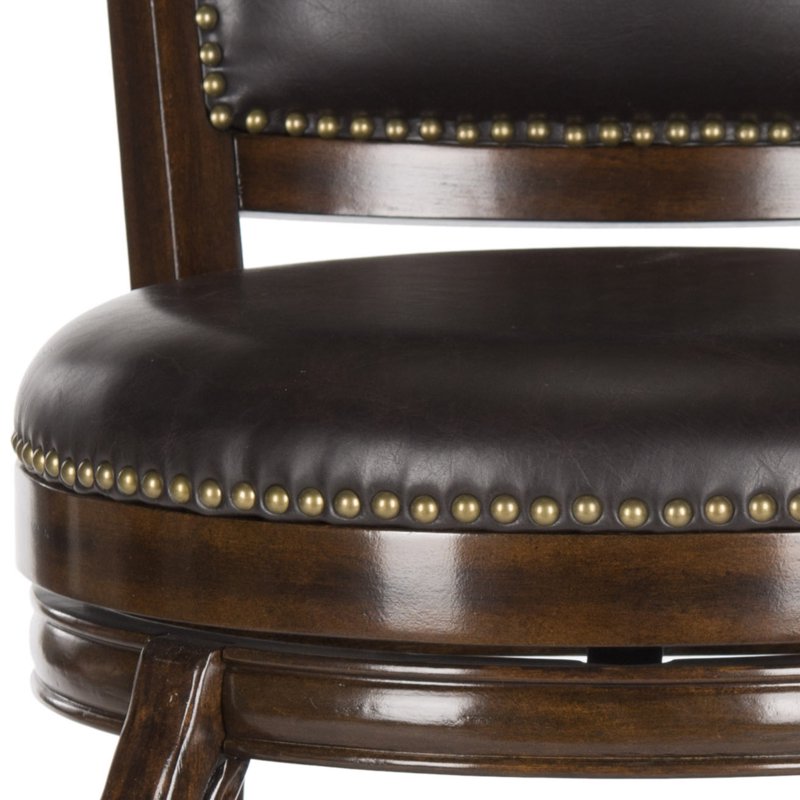 Industrial Swivel Bar Stool with Footrest - Espresso/Brown