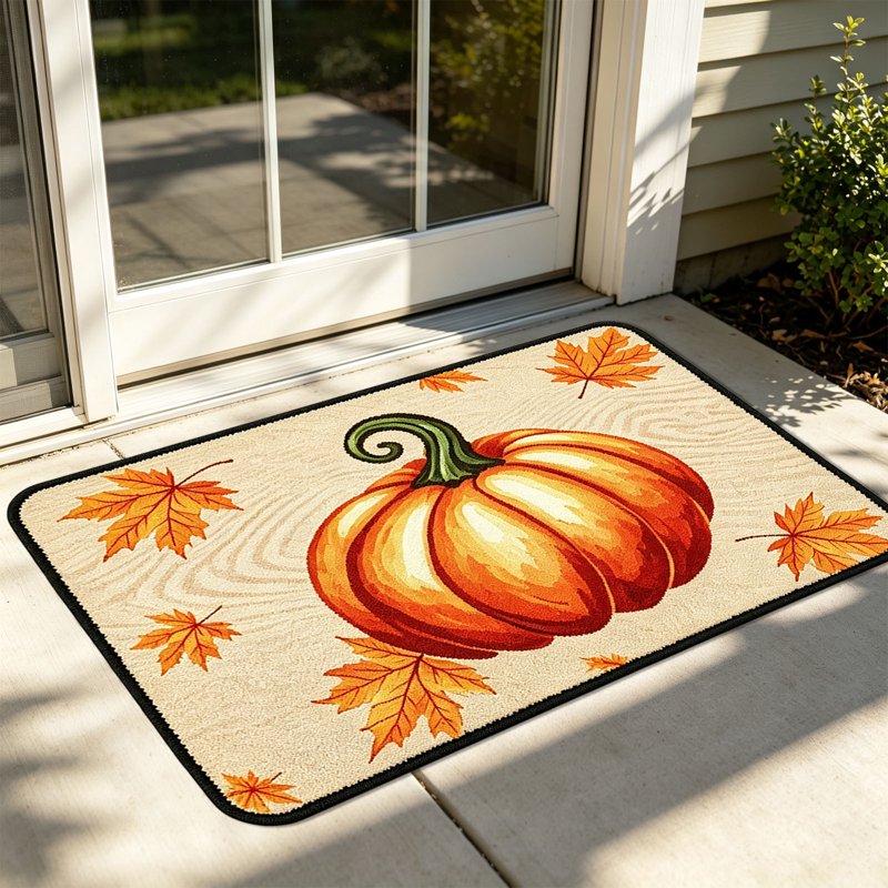 Thanksgiving Pumpkin Fall Doormat - Non-Slip Autumn Front Door Mat R