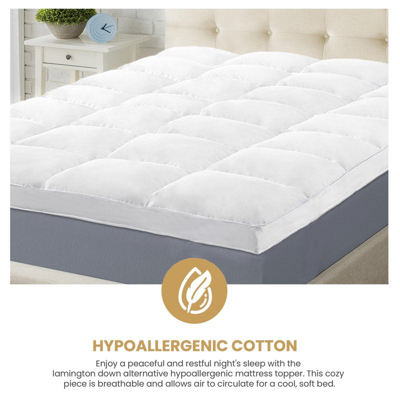 King Down Alternative Mattress Topper - 2 Inch Cloud-Like Cushioning, White