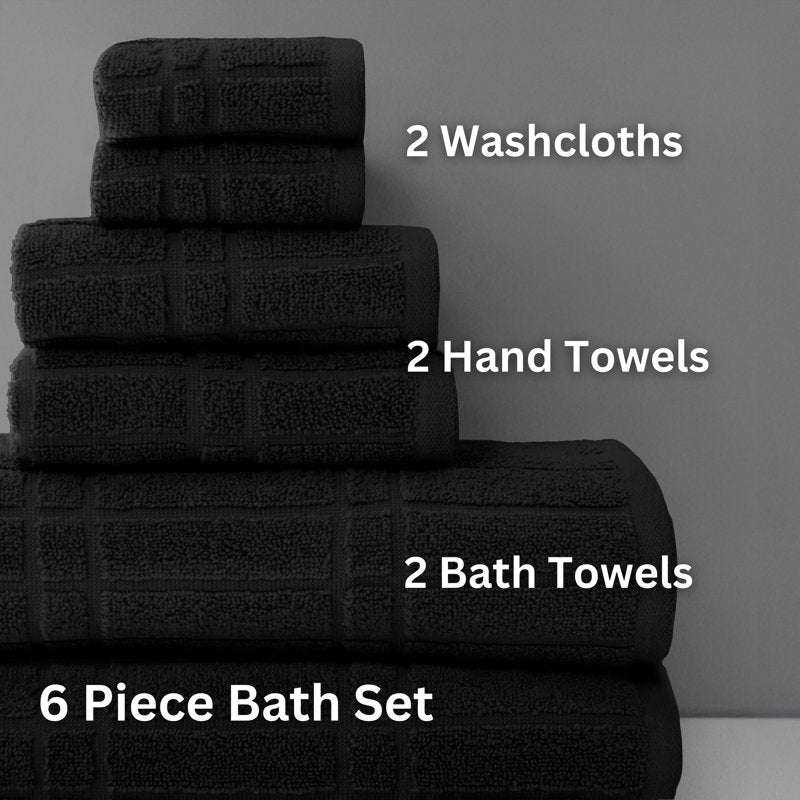 Mainstays Soft Touch Cotton 6-Piece Bath Towel Set - Black