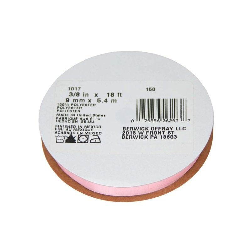 Pink Satin Ribbon 3/8 Inch Wide, 18 Feet, Single Face Polyester - Offray
