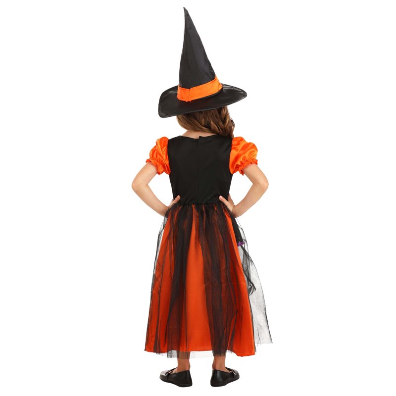 Toddler Halloween Witch Costume with Light-Up Skirt - Orange & Black