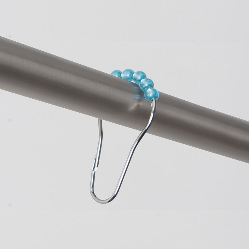 Waterproof Shower Curtain Set with Hooks - 70x72 Inches, Blue Watercolor Stripe
