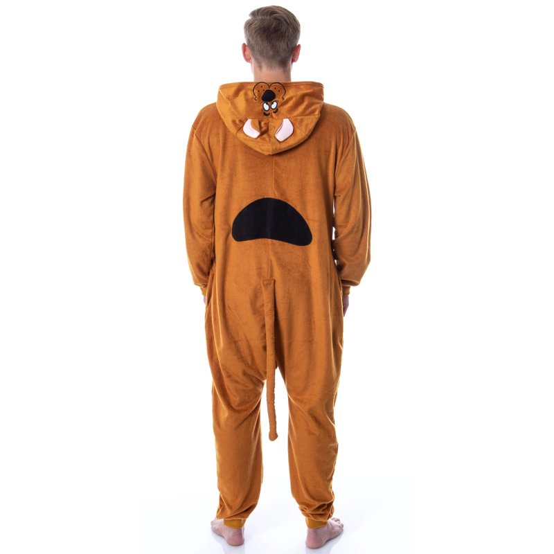 Men's Scooby-Doo Hooded Union Suit Pajama Sleepwear - Brown XXS/XS