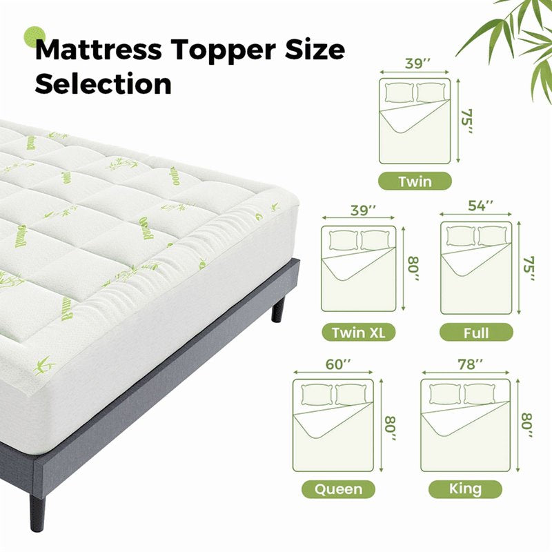 Cooling Mattress Pad Cover Twin XL - Avocado Green Ultra Soft Support for Back Pain Relief