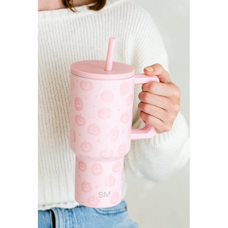 30 oz Insulated Stainless Steel Trek Tumbler with Straw Lid - Pink Pumpkins
