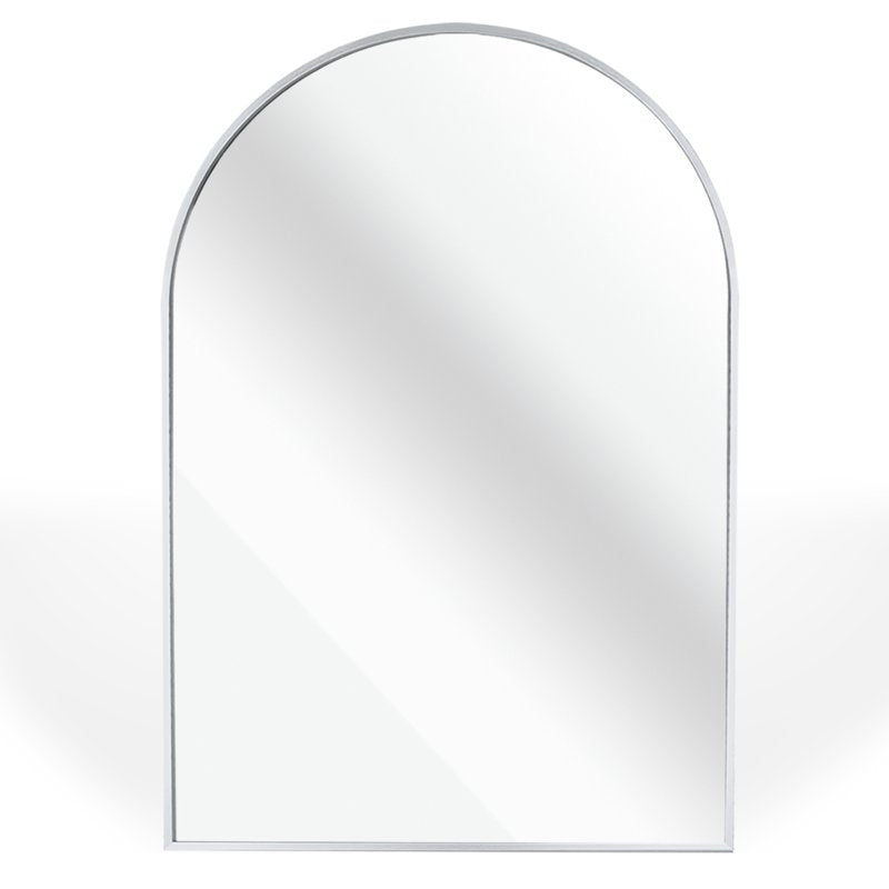 Arched Wall Mirror 24x32 Inches - Silver Finish, Modern Bathroom & Bedroom Decor
