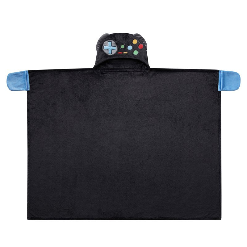 Kids Hooded Throw Blanket - Black Gamer Glow in the Dark, 40 x 50 in — Cozy & Wearable