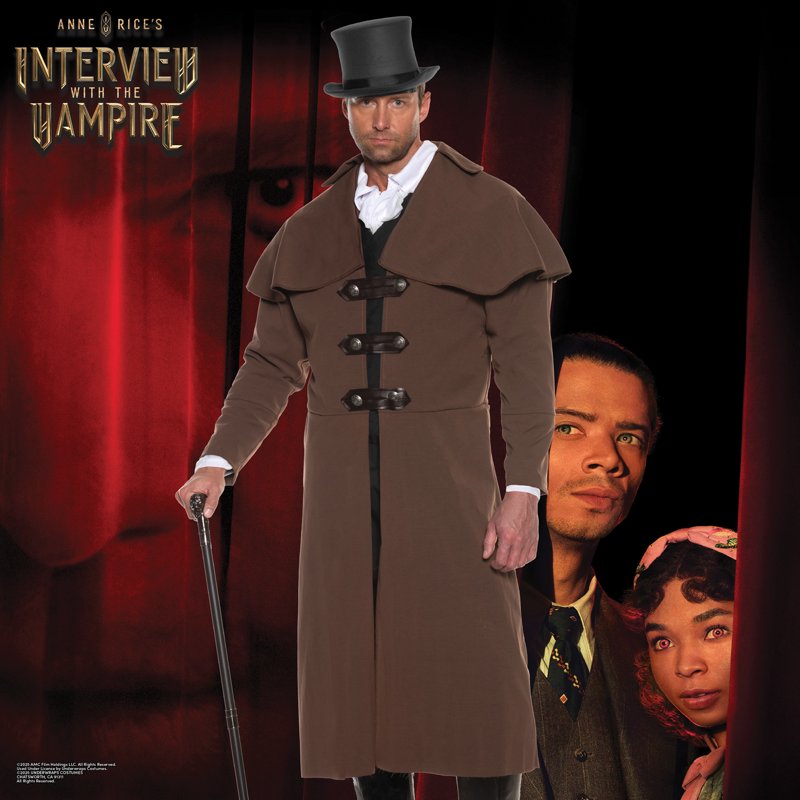 Men's Victorian Carriage Coat - Renaissance Steampunk Costume, One Size 42-44