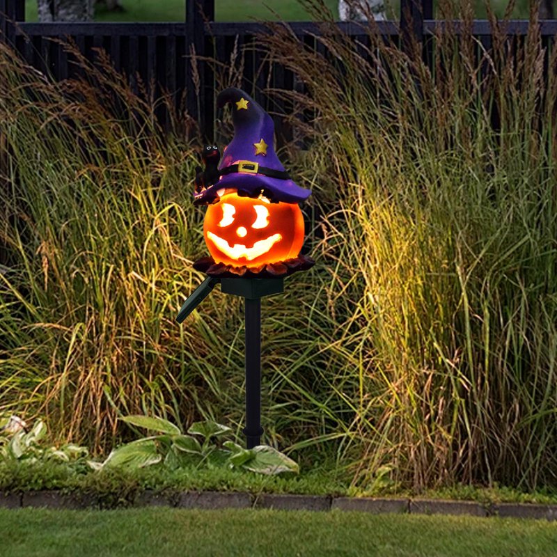 Outdoor Halloween Decorations Solar Purple Lights - Spooky Yard Garden Decor