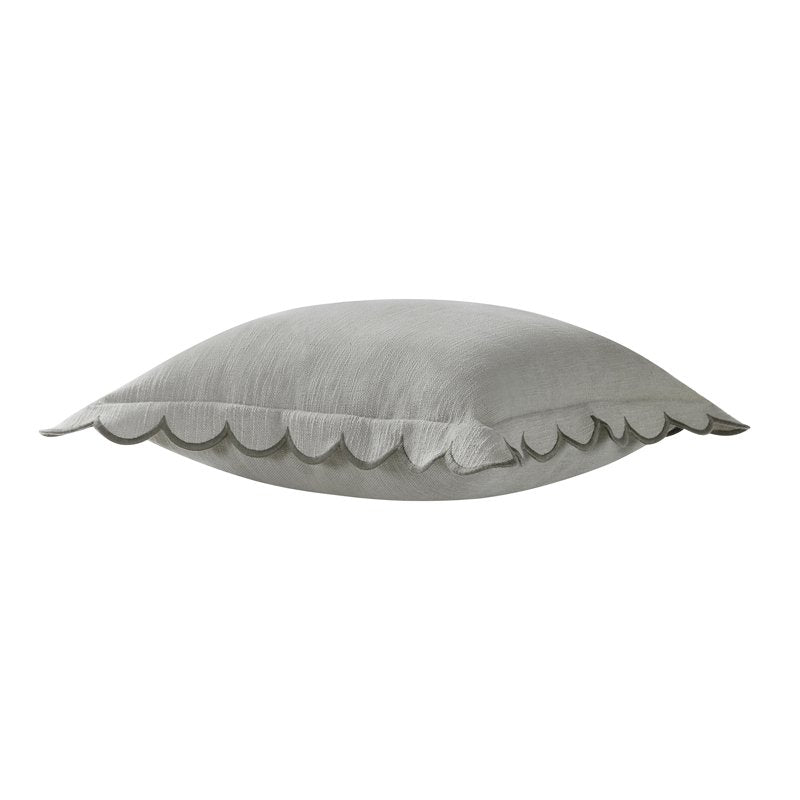 Sage Green 19x19 Inch Scallop Edge Cotton-Rich Decorative Pillow - Home Decor Collection