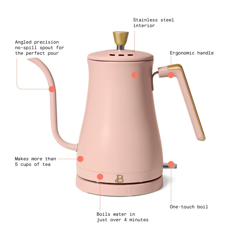 Electric Gooseneck Kettle 1L - 1200W Rose