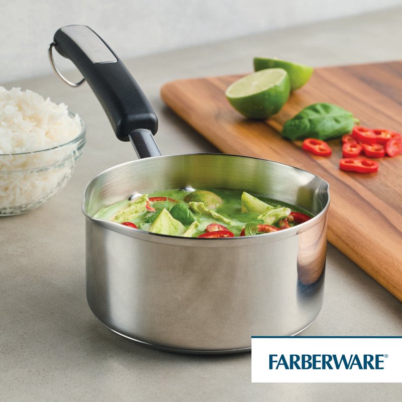 1 Quart Stainless Steel Saucepan with Pour Spout - Induction Compatible