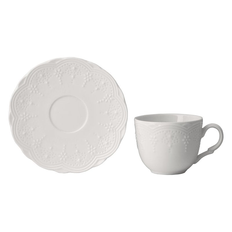 Porcelain Cup & Saucer Set of 6 - White
