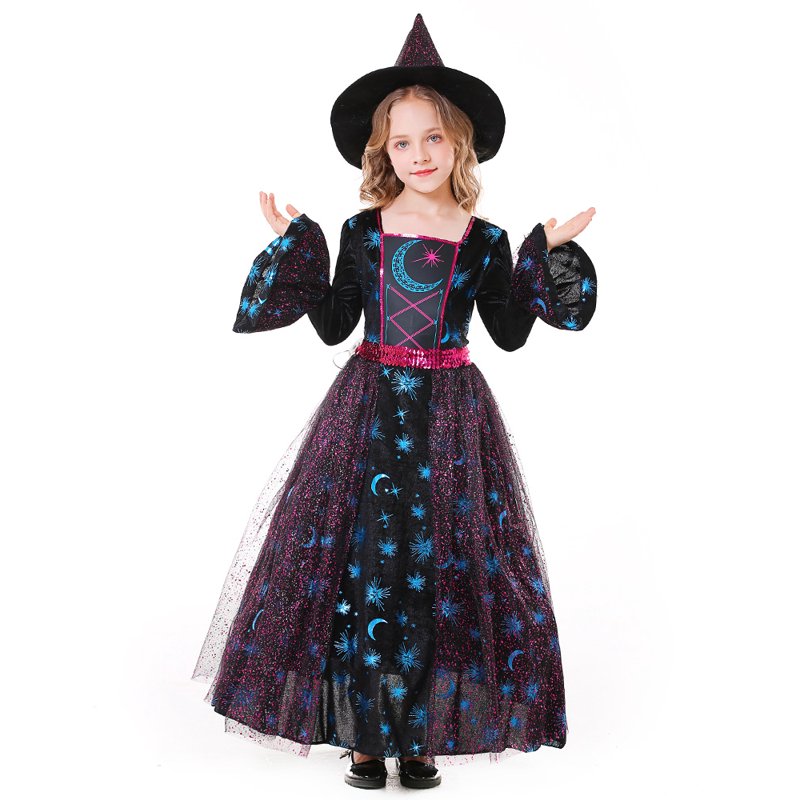 Girls Light Up Moonlight Witch Costume - Deluxe Dress & Hat, Size 8-10