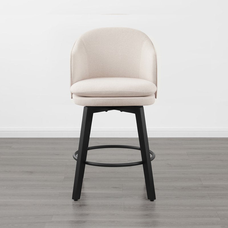 Counter Height Swivel Bar Stool Set of 2 - Beige Fabric