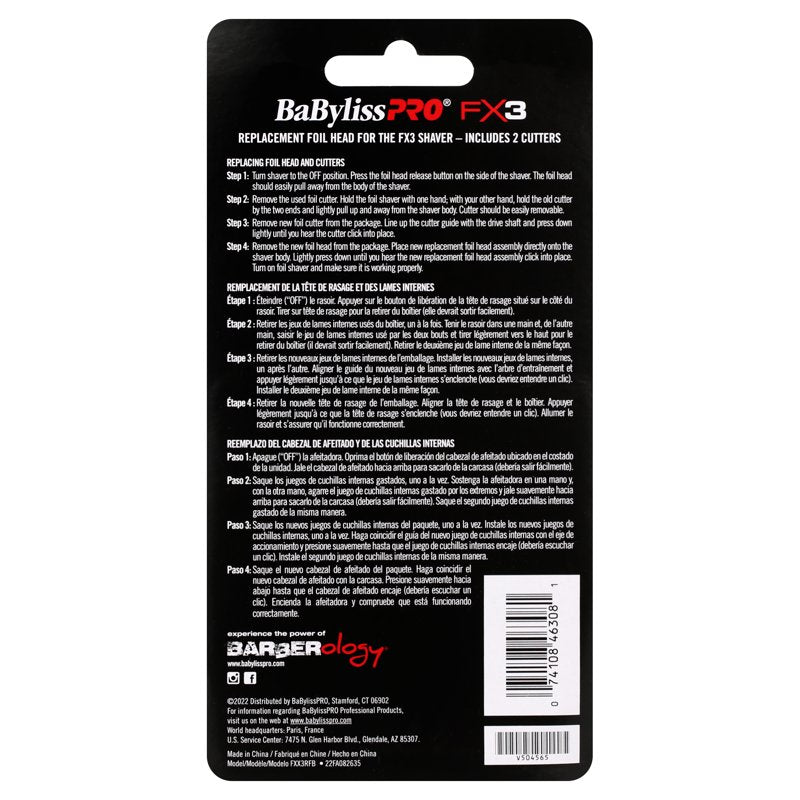 Professional Double-Foil Shaver Replacement Head and Cutters - Black