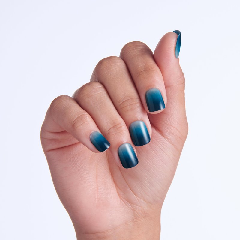 Impress Color Press On Nails - Velvet Breeze, Blue, Short Squoval, 30 Count