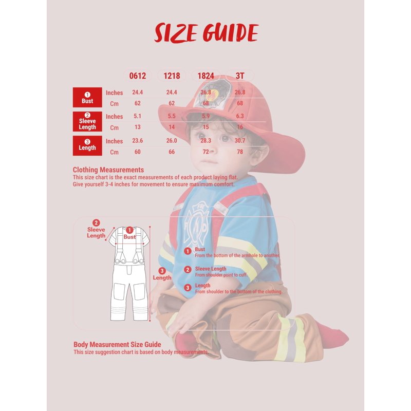 Firefighter Costume for Toddlers 12-18 Months - Baby Fireman Dress Up Halloween
