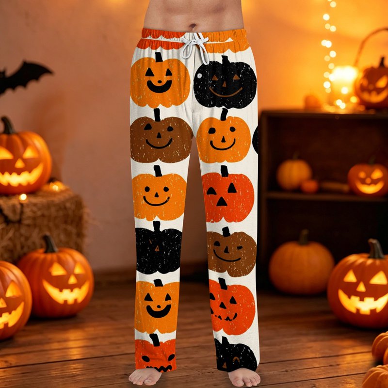 Men's Halloween Printed Pajama Pants - Ginger, L - Soft Lounge Sleepwear