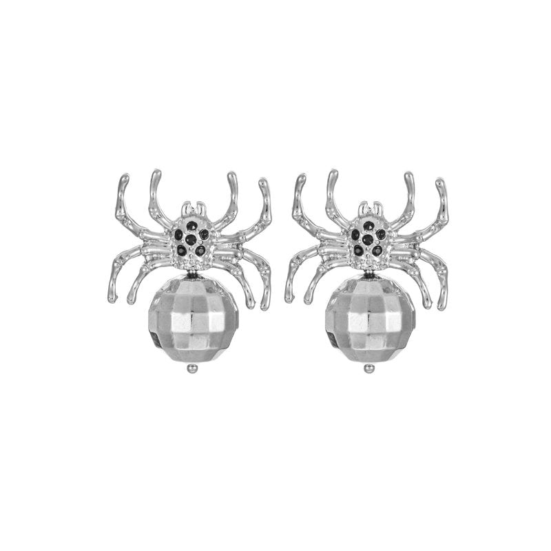 Halloween Disco Ball Spider Earrings - Lightweight Festival Jewelry - Variation: Spider