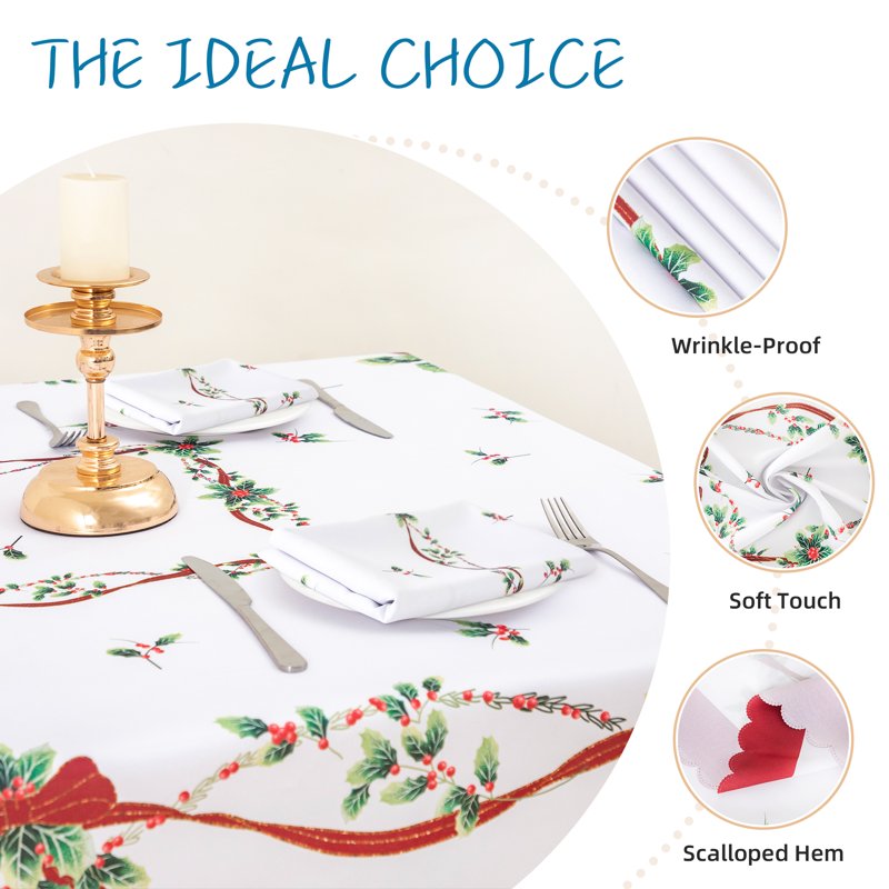 Christmas Tablecloth for Rectangle Table 52x70 - Holiday Design