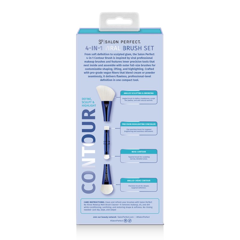 4-in-1 Makeup Contour & Highlight Brush - Vegan Synthetic Sculpting Tool