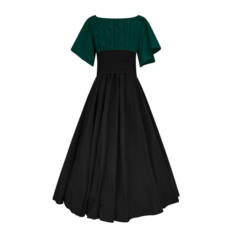 Black Plus Size Renaissance Costume Dress with Corset & Ruffle Overdress 5XL
