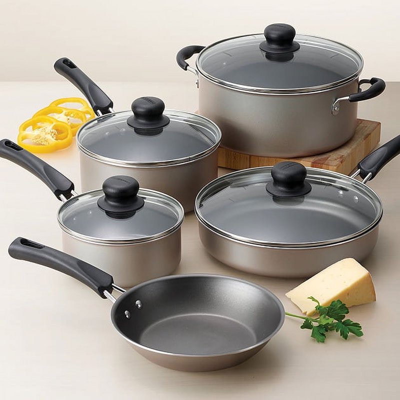 Non-Stick Cookware Set - 9-Piece Champagne Kitchen Essentials