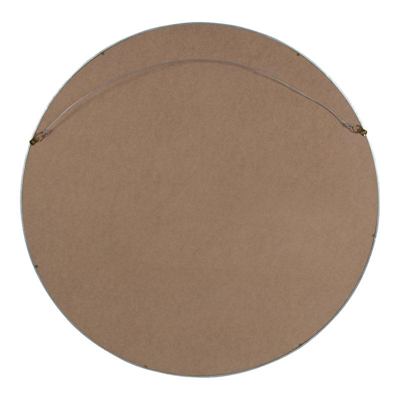 Round Wood Wall Mirror 31.5-inch Silver Frame - Modern Decorative Accent