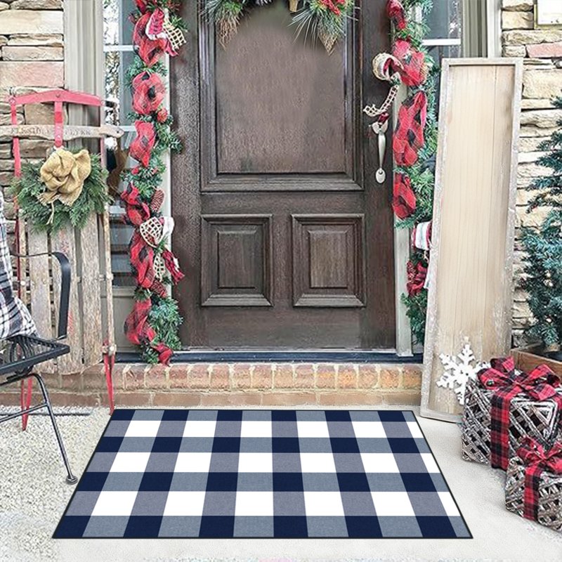 Blue Halloween Door Mat - Non-Slip Absorbent Outdoor Rug for Front Porch & Entryway