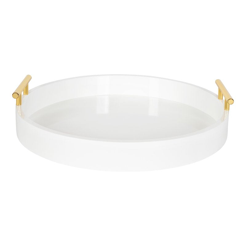 Modern Round Decorative Tray - 15.5" Diameter, White