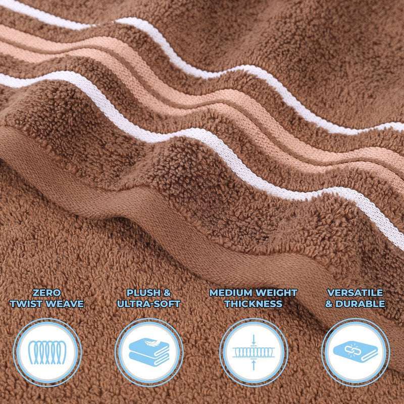 Face Towel 12-Pack - Chocolate Zero Twist Cotton Washcloths with Loop - Soft & Absorbent