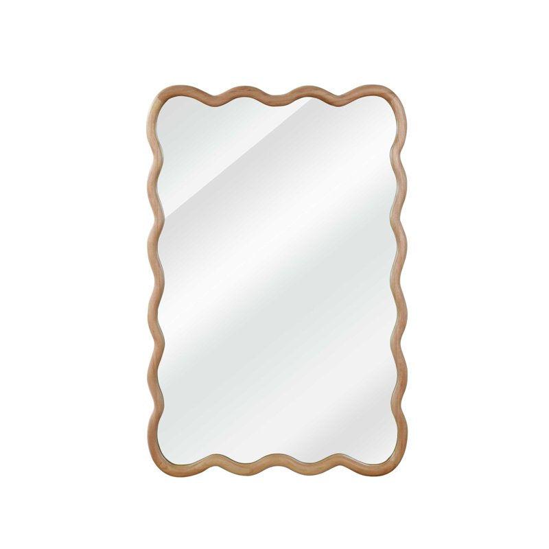 Natural 20x30 Wavy Rectangle Wall Mirror - Solid Wood Decorative Vanity