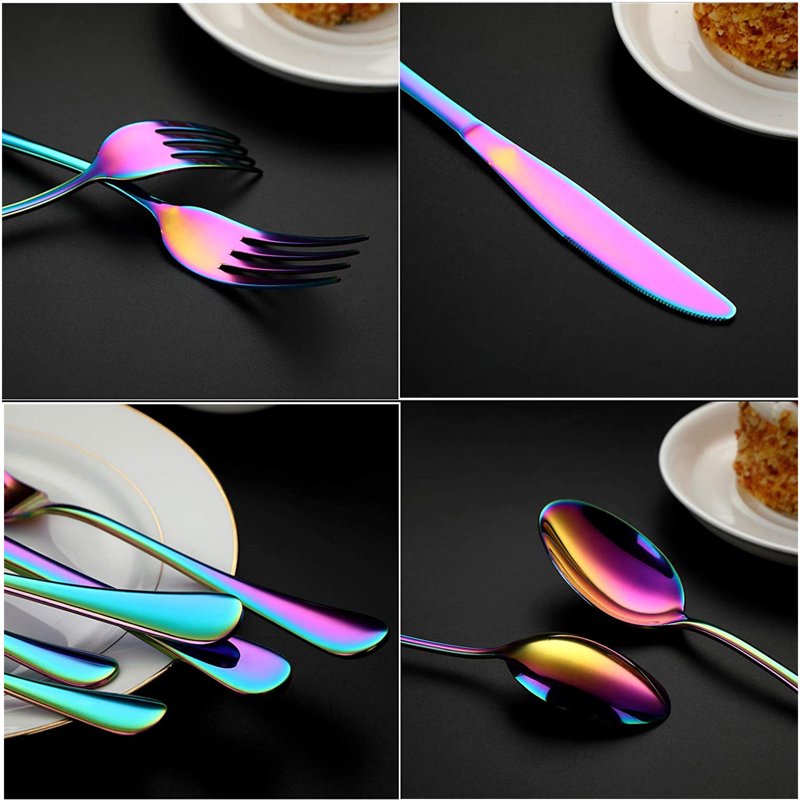 24-Piece Colorful Stainless Steel Flatware Set - Service for 6