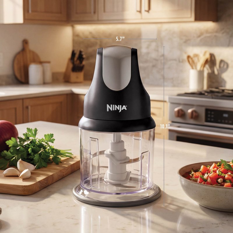 Ninja 2-Cup Food Chopper with One-Touch Pulse - Gray