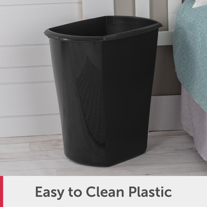 Small Bathroom Trash Can - 5.5 Gallon Plastic Garbage Bin, Black