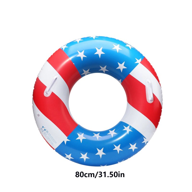 Patriotic American Flag Pool Float Tube with Handle - 32in & Handle - Kids & Adults