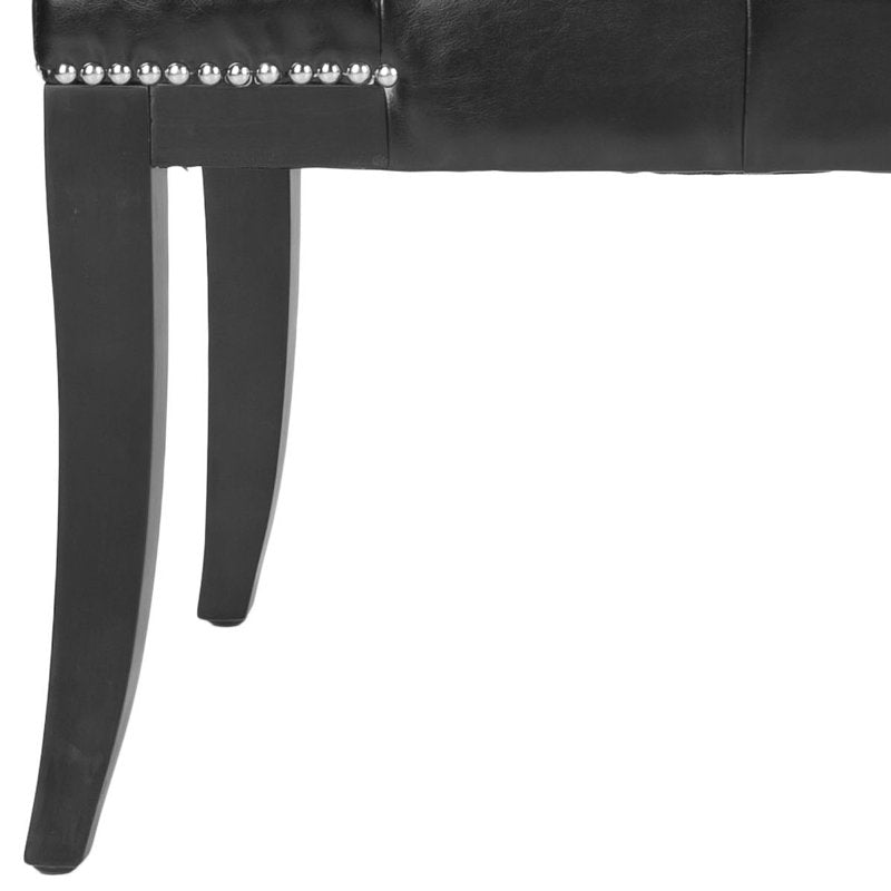 Upholstered Bench with Nail Heads - Classic Glam Design, Black