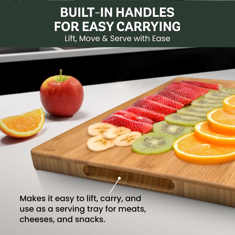 Bamboo Cutting Board - 17" x 11" Large Chopping Board