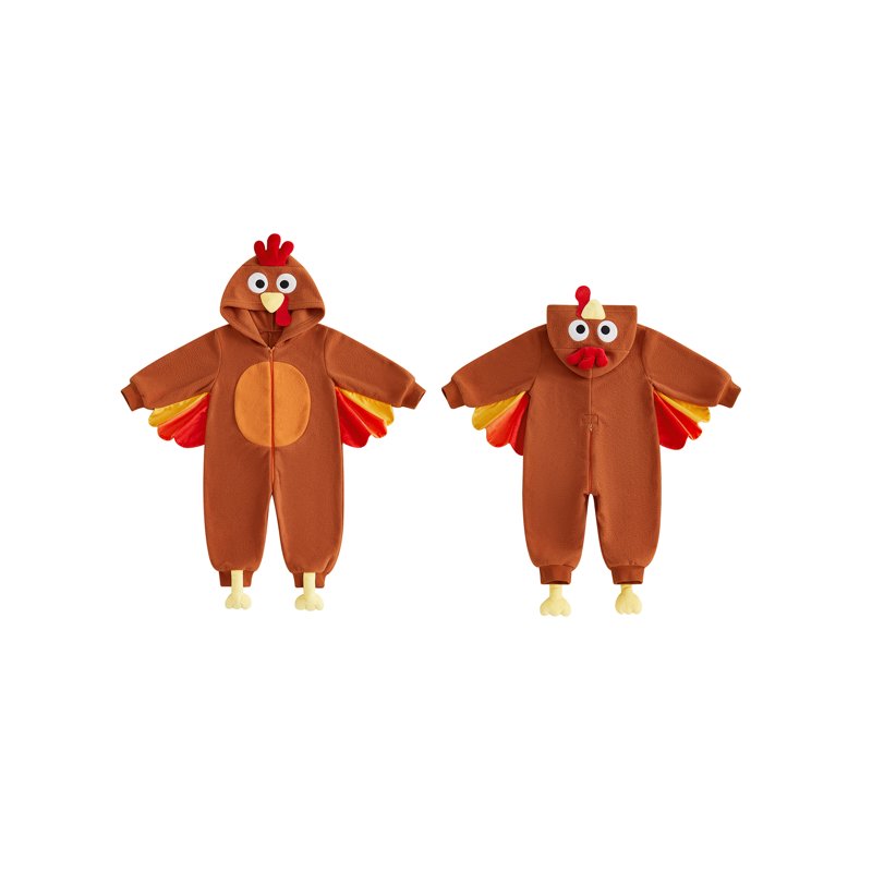 Toddler Baby Girl Boy Thanksgiving Turkey Costume Brown 3-4 Years Halloween Romper