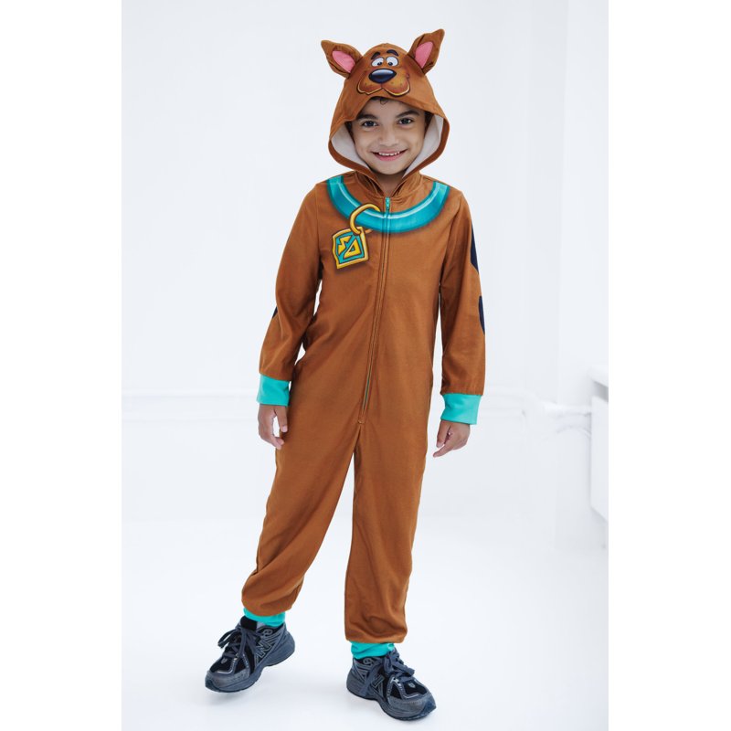 Toddler Scooby Doo Fleece Zip-Up Pajama Coverall - Brown, 2T