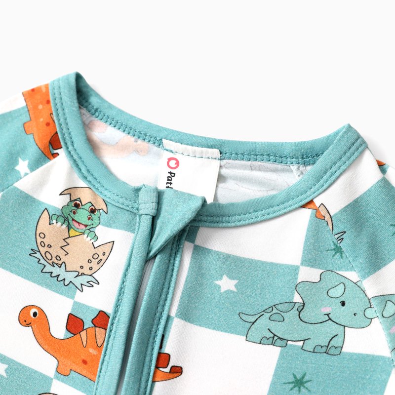 Baby Boy Pajamas 2-Pack Zip Sleep N Play Dinosaur Blue 6-9 Months - Bamboo Viscose
