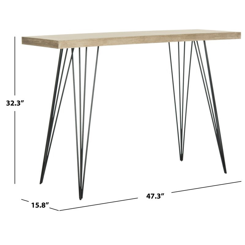 Mid-Century Wood Console Table - Light Brown