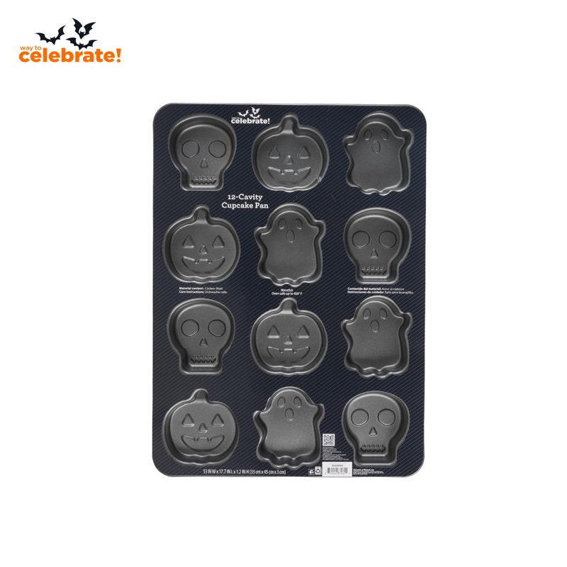 Halloween Cakelet Pan 12-Cavity 17x13 Inch Non-Stick Bakeware