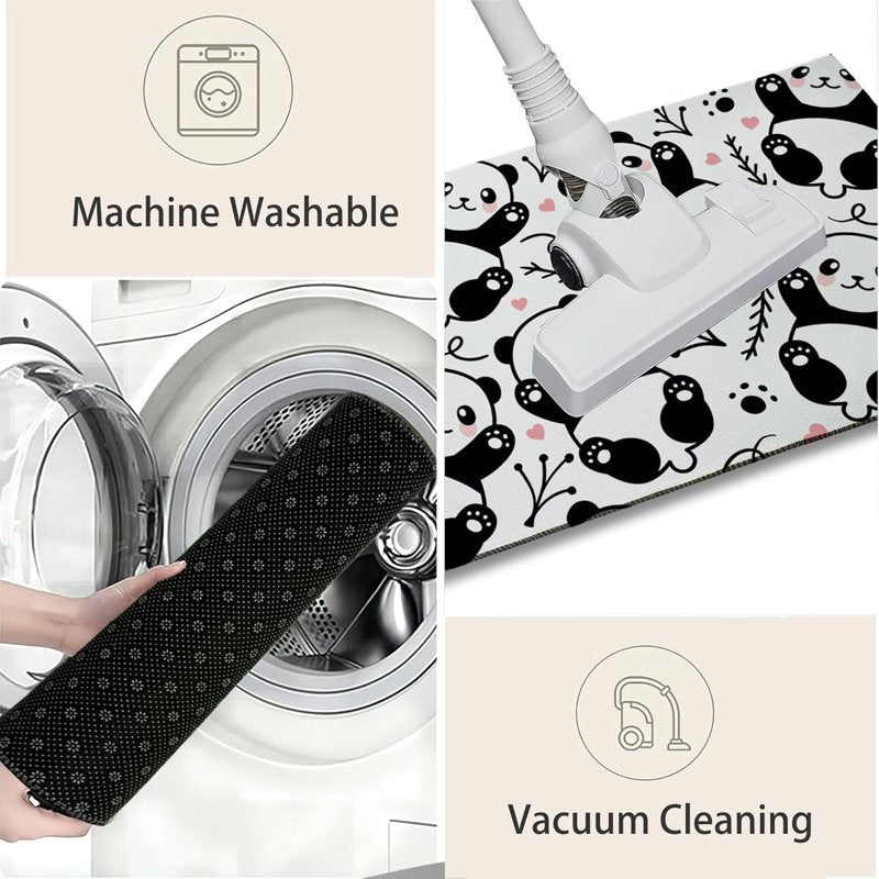 17 x 30 Inch Panda Doormat Entrance Rug - Non Slip Water Absorption Welcome Mat