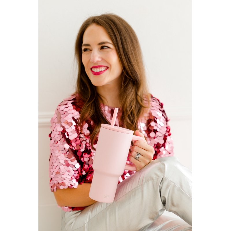 Insulated Stainless Steel Trek Tumbler with Straw Lid - Blush Pink
